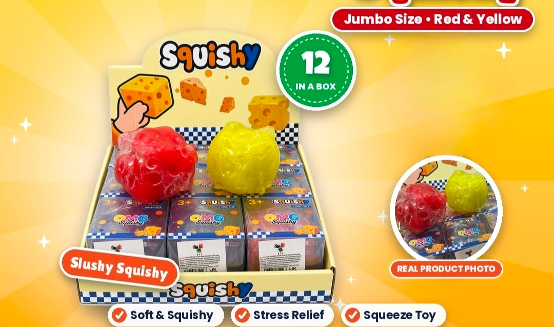 12pcs OMG Cheese Squishy - Jumbo Red & Yellow