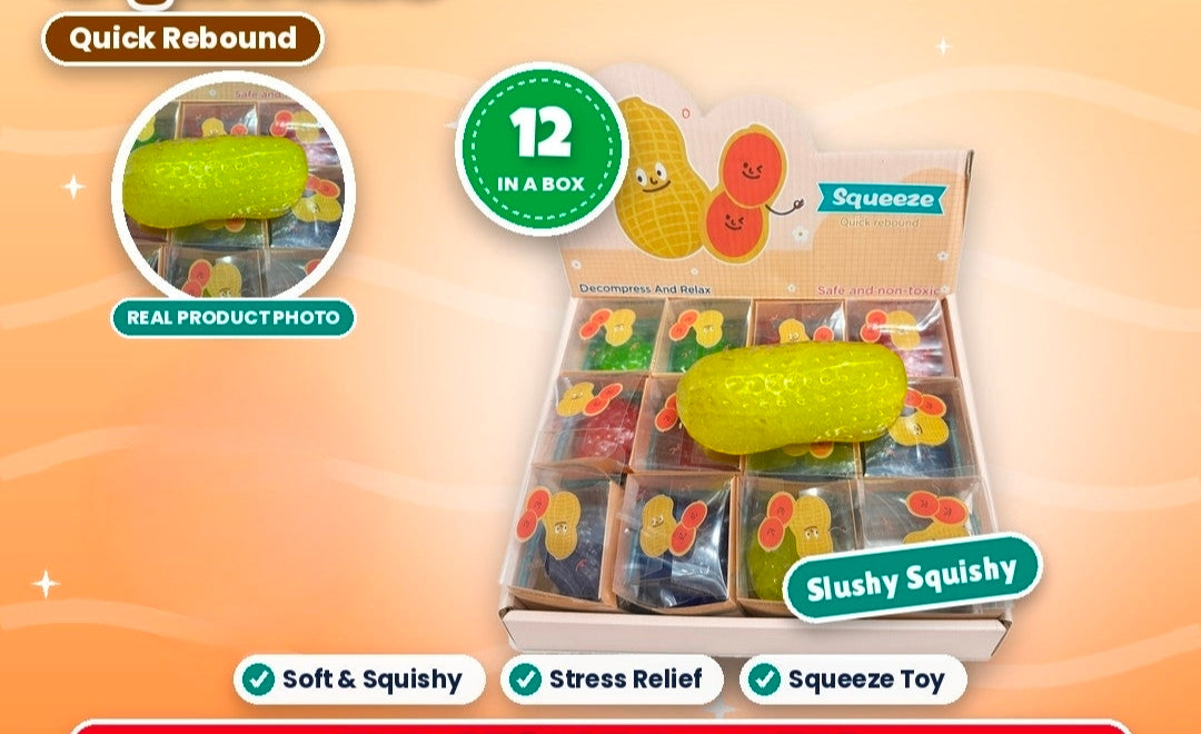 12pcs Peanut Squeeze Squishy - Quick Rebound