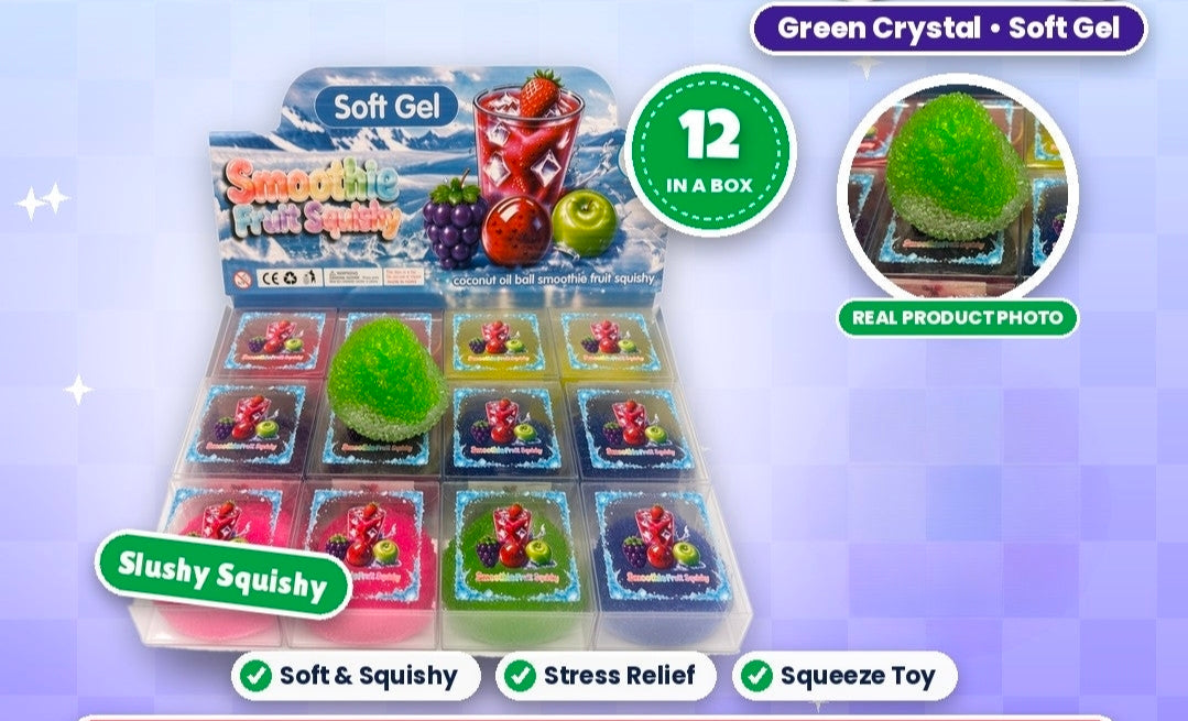 12pcs Smoothie Fruit Squishy - Green Crystal Soft Gel