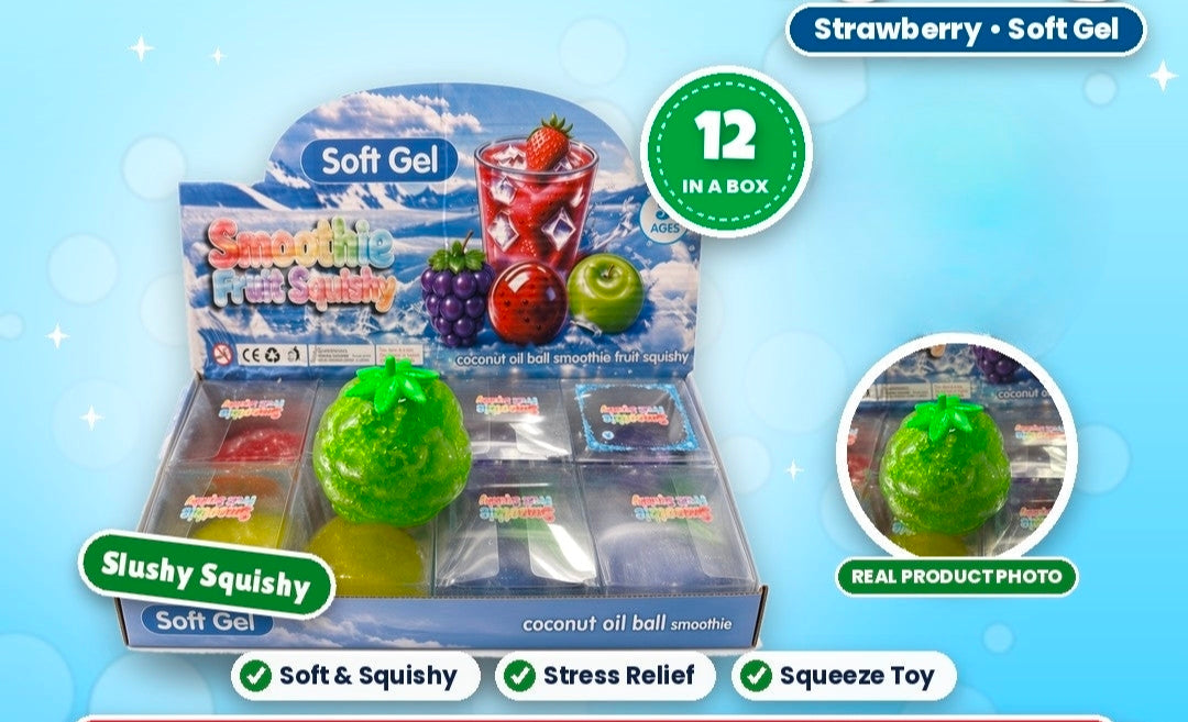 12pcs Smoothie Fruit Squishy - Strawberry Soft Gel